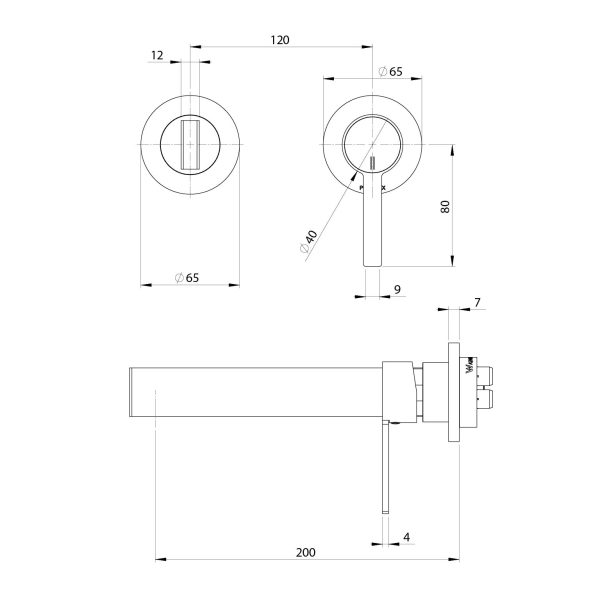 Lexi MKII SwitchMix Wall Basin Mixer Set 200mm (Fit-Off Kit Only)