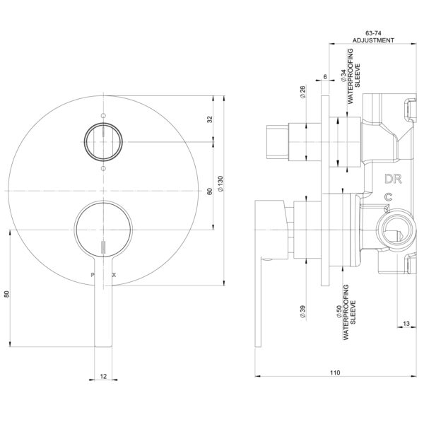 Lexi MKII SwitchMix Shower / Bath Diverter Mixer (Fit-Off Kit Only)