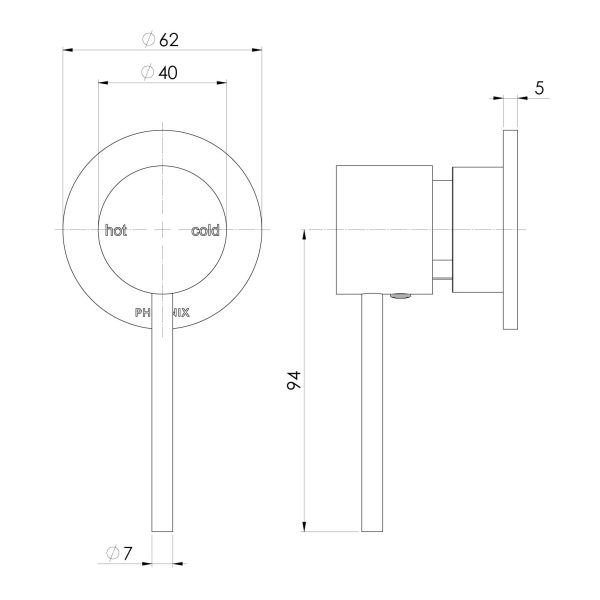 Vivid Slimline SwitchMix Shower / Wall Mixer 60mm Backplate (Fit-Off Kit Only)