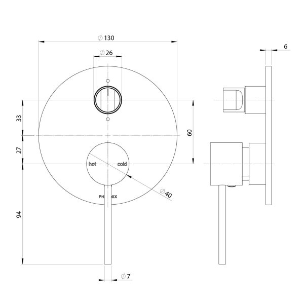 Vivid Slimline SwitchMix Shower / Bath Diverter Mixer (Fit-Off Kit Only)