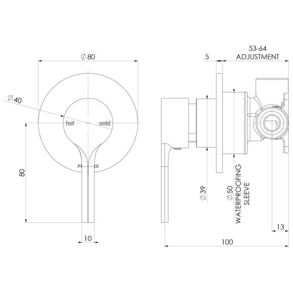 Vivid Slimline Oval SwitchMix Shower / Wall Mixer (Fit-Off Kit Only)