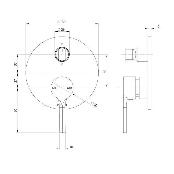 Vivid Slimline Oval SwitchMix Shower / Bath Diverter Mixer (Fit-Off Kit Only)