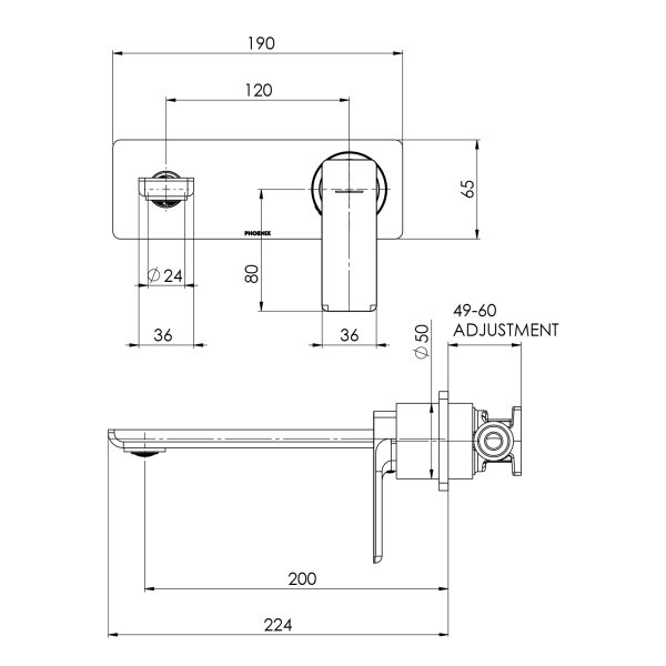 Gloss MKII SwitchMix Wall Basin / Bath Mixer Set 200mm (Complete Kit)
