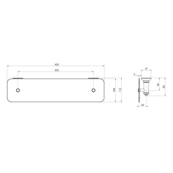 Cromford Glass Shelf 450mm