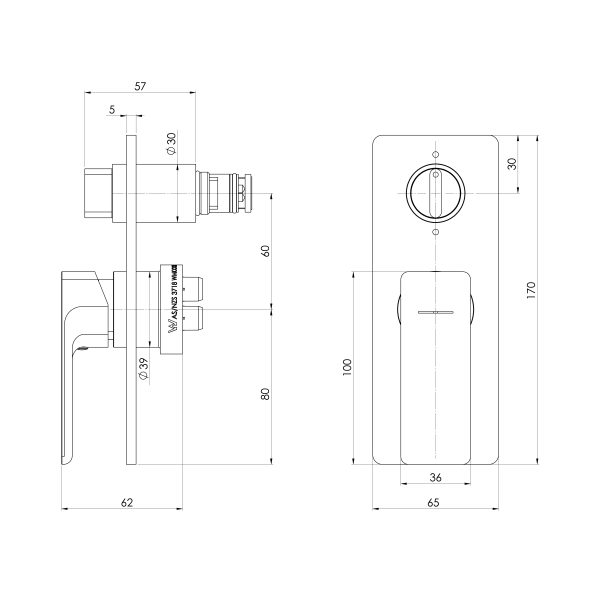 Gloss MKII SwitchMix Shower / Bath Diverter Mixer (Fit-Off Kit Only)