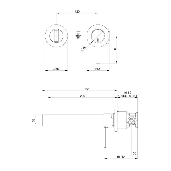 Lexi MKII Wall Basin Mixer Set 200mm