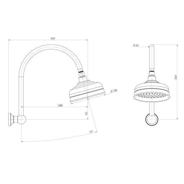 Cromford High-Rise Shower Arm and Rose
