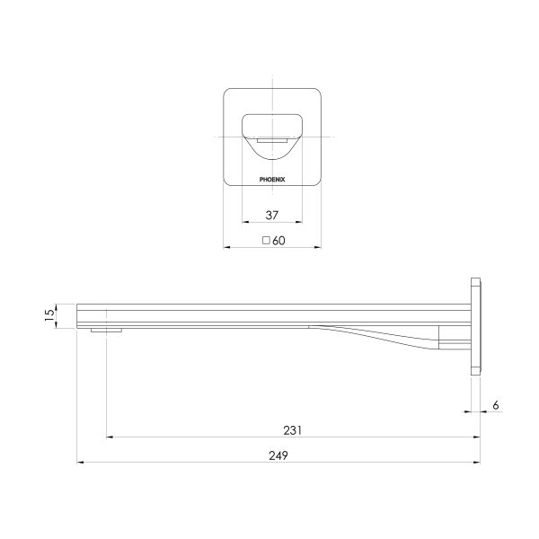 Radii Wall Bath Outlet 230mm