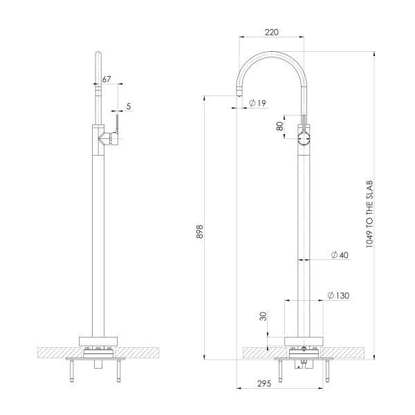Vivid Slimline Oval Floor Mounted Bath Mixer