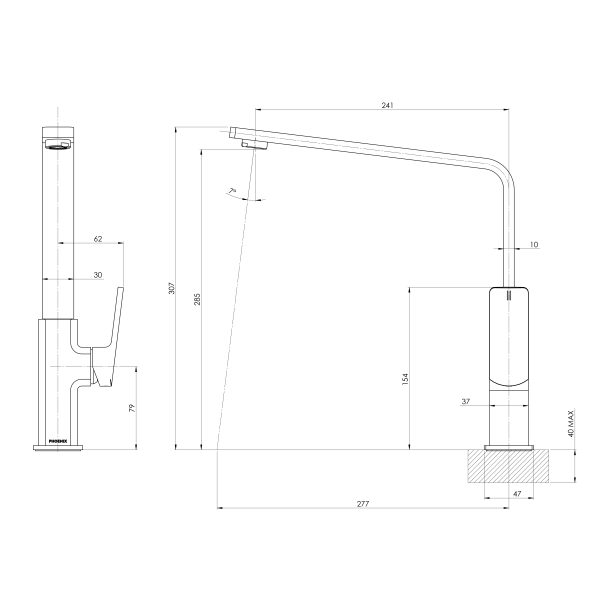 Enviro316 Sink Mixer 240mm Squareline