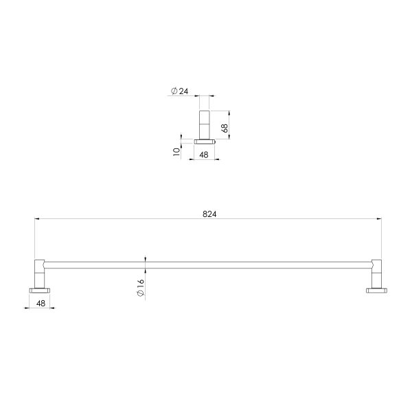 Enviro316 Single Towel Rail 800mm