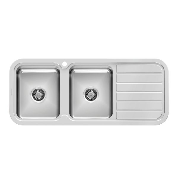 1000 Series Double Left Hand Bowl Sink with Drainer and Taphole