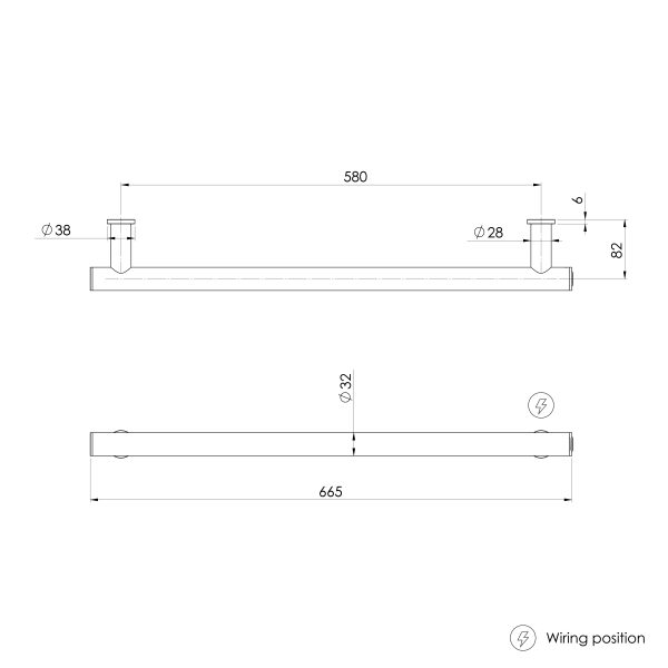 Phoenix Heated Towel Rail Round 600mm