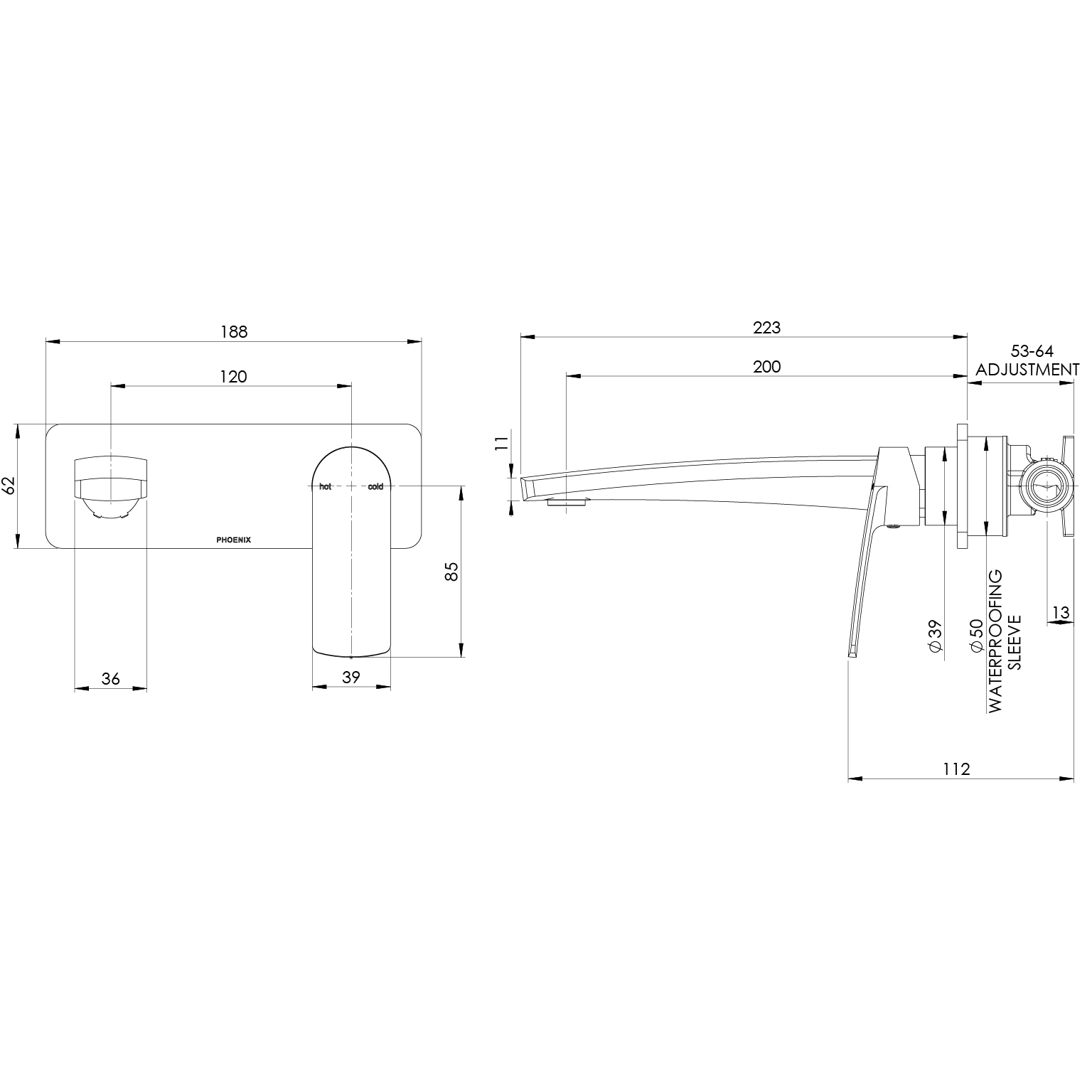 Mekko SwitchMix Wall Basin / Bath Mixer Set 200mm (Complete Kit) - Lead Free