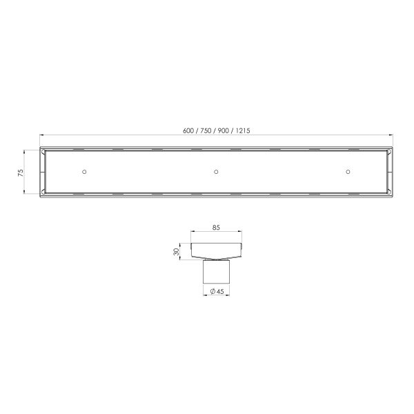 Phoenix V Channel Drain TI 75 x 750mm Outlet 45mm