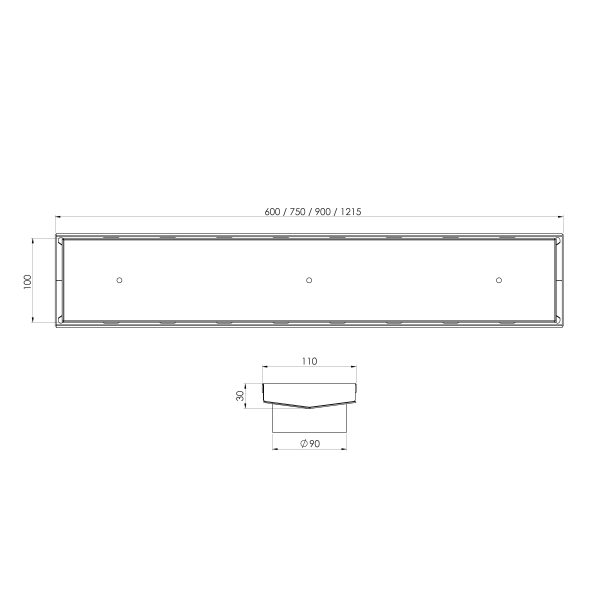 Phoenix V Channel Drain TI 100 x 750mm Outlet 90mm
