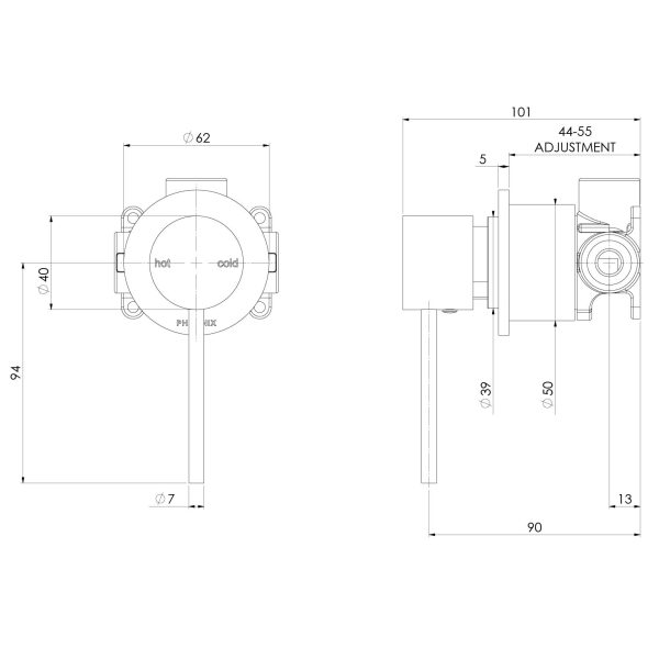 Vivid Slimline SwitchMix Shower / Wall Mixer 60mm Backplate (Complete Kit)