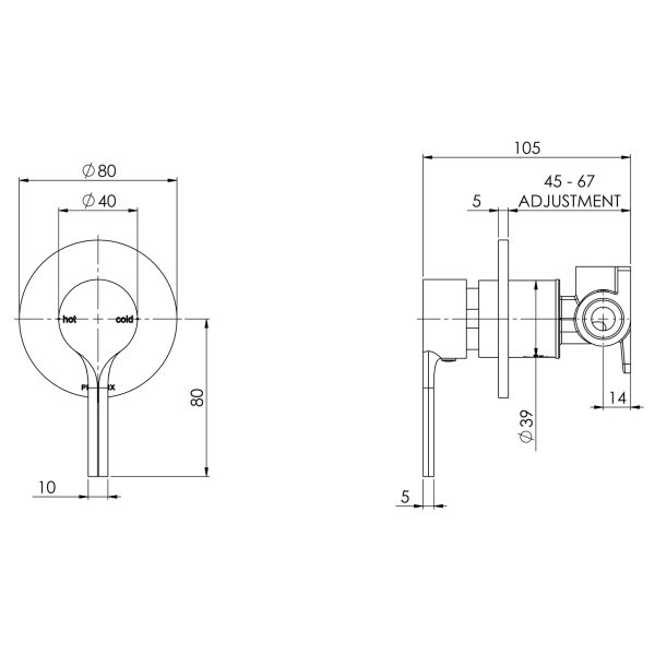 Vivid Slimline Oval SwitchMix Shower / Wall Mixer (Complete Kit)