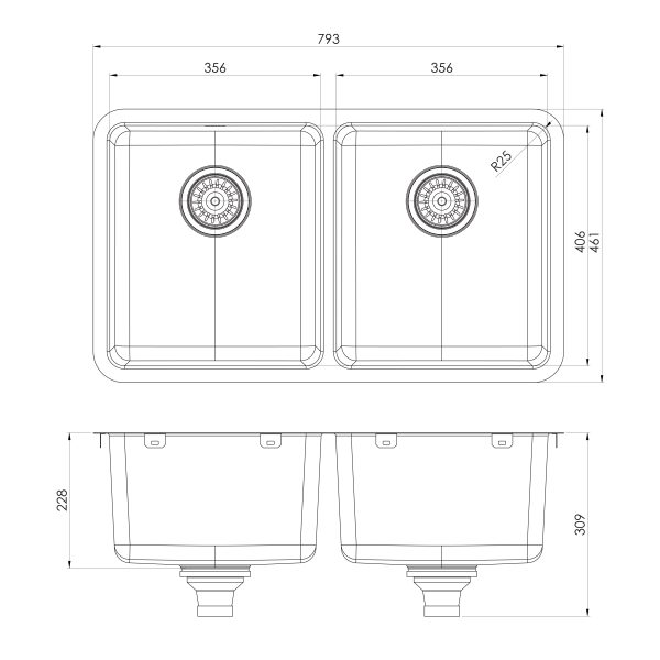 2000 Series Double Bowl Sink