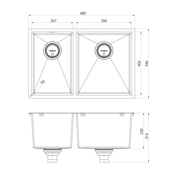 4000 Series 1 and 3/4 Right Hand Bowl Sink