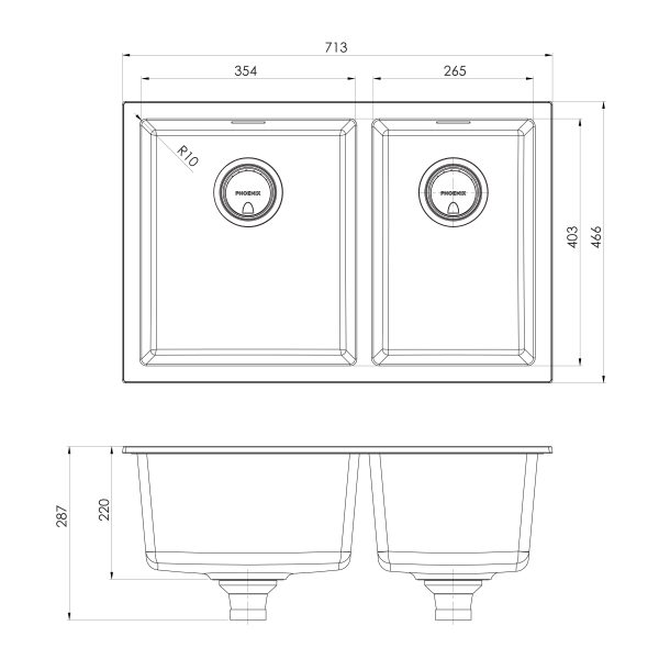 5000 Series 1 and 3/4 Left Hand Bowl Sink