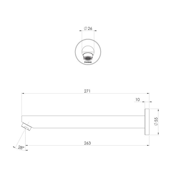 Pina Wall Bath Outlet 250mm