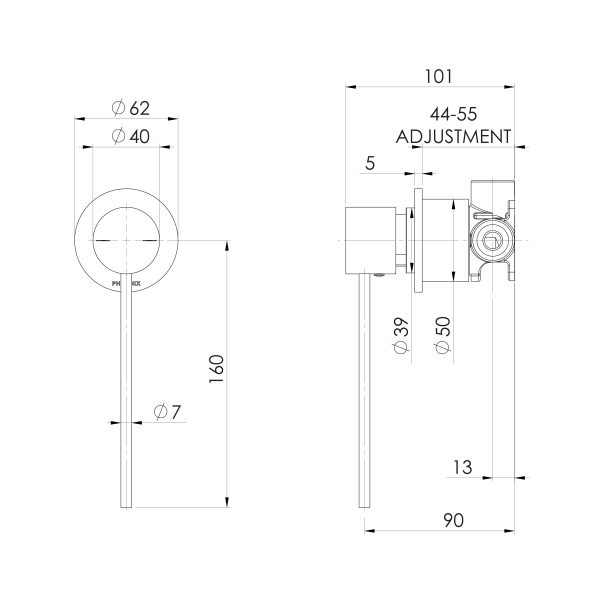 Vivid Slimline SwitchMix Shower / Wall Mixer 60mm Backplate and Extended Lever (Complete Kit)