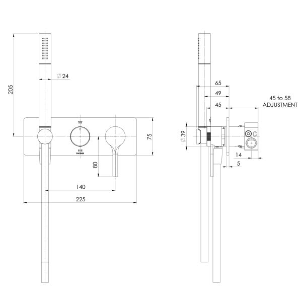 Vivid Slimline Oval Wall Shower System