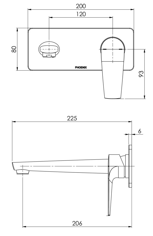 Arlo Wall Basin / Bath Mixer Set 200mm Trim Kit Only - 6 Star - Lead Free
