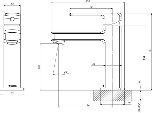 Teva Basin Mixer - 6 Star - Lead Free