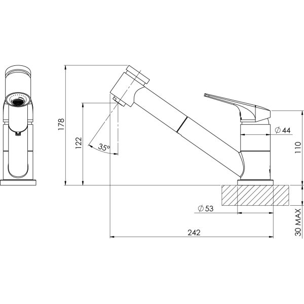 Ivy MKII Pull Out Sink Mixer - 6 Star - Lead Free