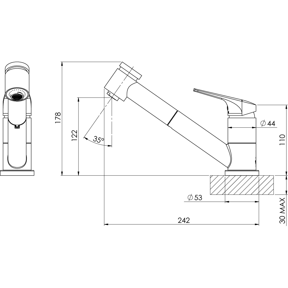 Ivy MKII Pull Out Sink Mixer - 6 Star - Lead Free