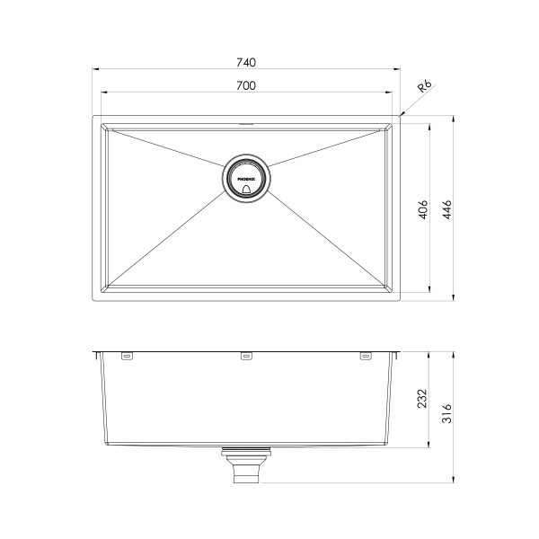 4000 Series Extra Large Single Bowl Sink 700mm