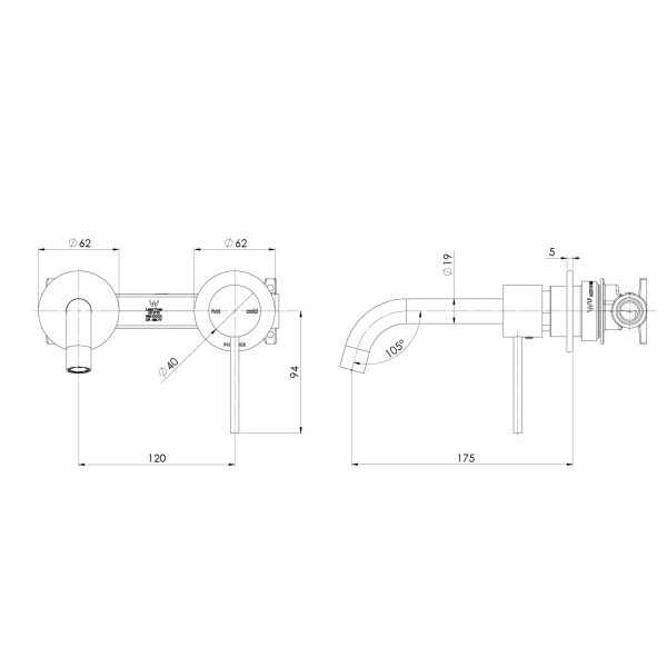 Vivid Slimline SwitchMix Wall Basin / Bath Mixer Set 60mm Backplates (Fit-Off Kit Only) - Lead Free