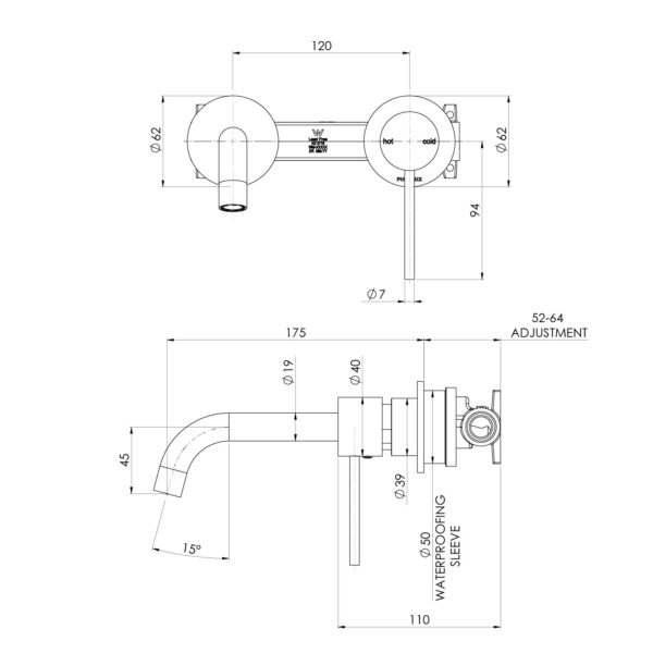 Vivid Slimline SwitchMix Wall Basin / Bath Mixer Set 60mm Backplates (Fit-Off Kit Only) - Lead Free