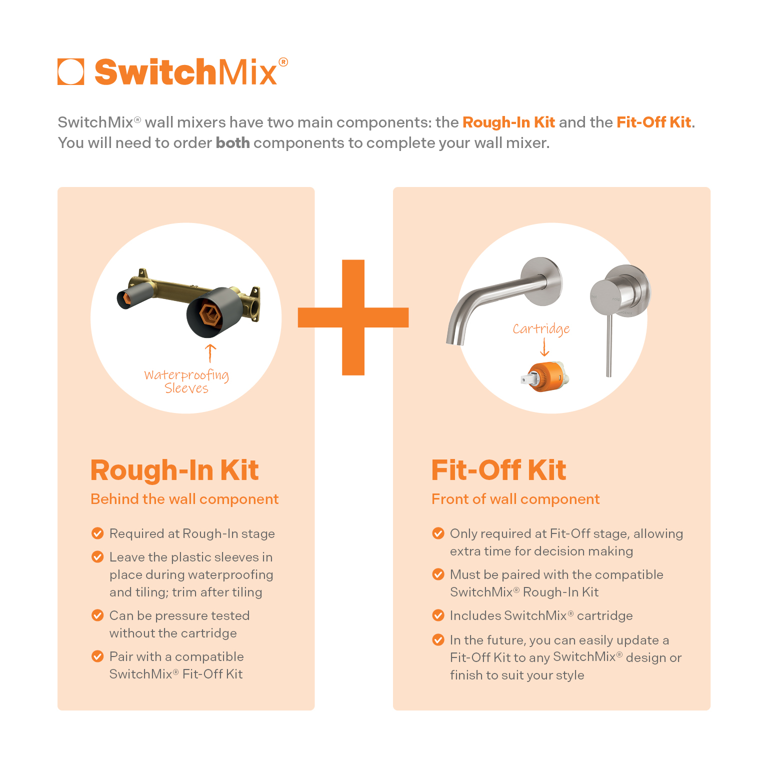 Vivid Slimline SwitchMix Wall Basin / Bath Mixer Set 60mm Vivid Slimline SwitchMix Wall Basin / Bath Mixer Set 60mm