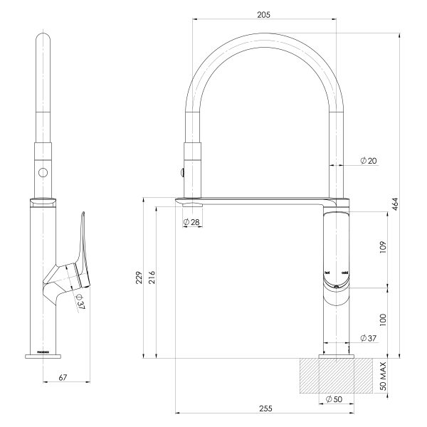 Kusabi Flexible Hose Sink Mixer 200mm - Lead Free - Tradelink Exclusive