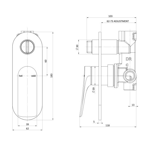 Kusabi SwitchMix Shower / Bath Diverter Mixer (Complete Kit) - Lead Free - Tradelink Exclusive