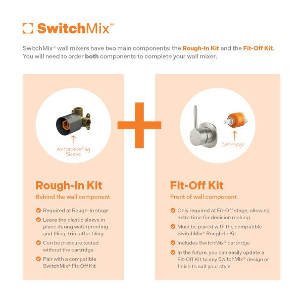 Vask SwitchMix Shower / Wall Mixer Pin Up (Fit-Off Kit Only) - Lead Free