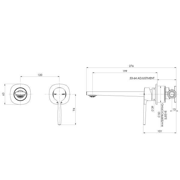 Vask SwitchMix Wall Basin / Bath Mixer Set (Complete Kit) - Lead Free