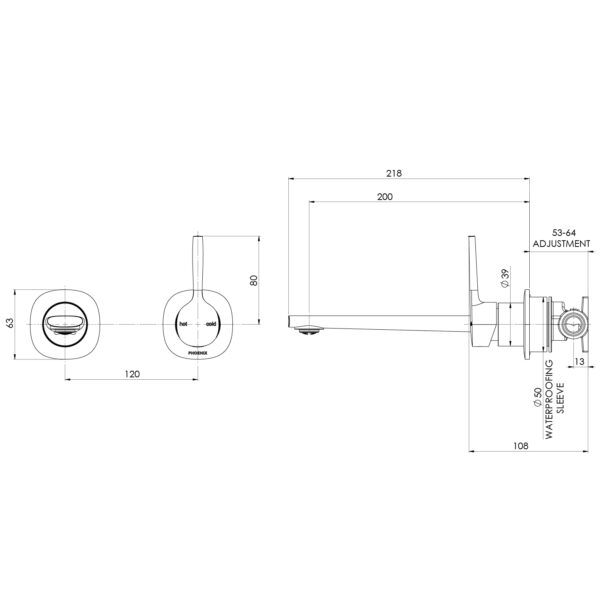 Vask SwitchMix Wall Basin / Bath Mixer Set Pin Up (Fit-Off Kit Only) - Lead Free