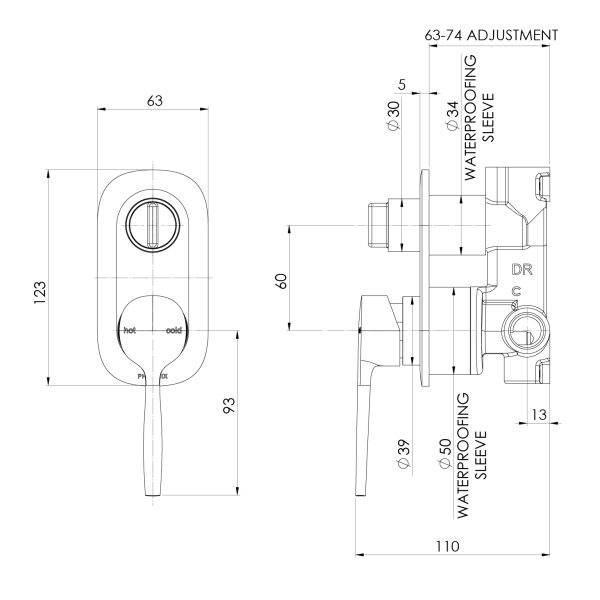 Vask SwitchMix Shower / Bath Diverter Mixer (Fit-Off Kit Only) - Lead Free