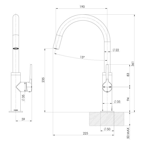 Vask Sink Mixer 190mm - Lead Free