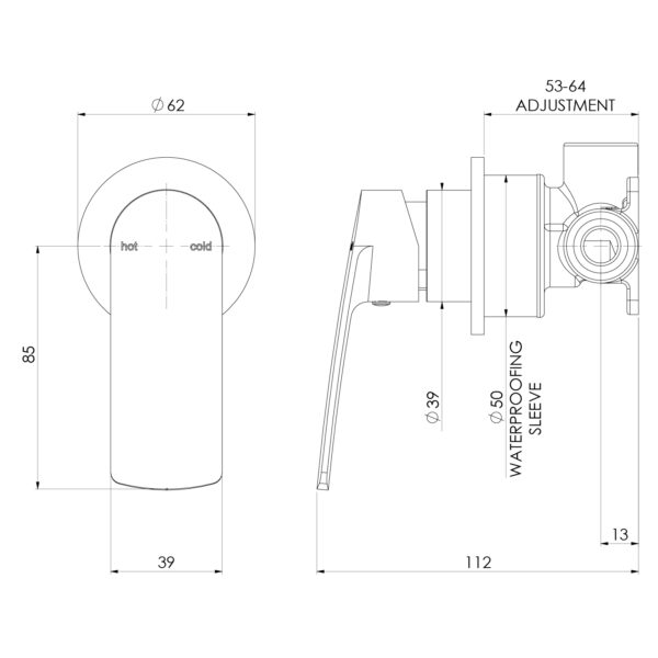 Mekko SwitchMix Wall Mixer Round Plate (Complete Kit) - Lead Free