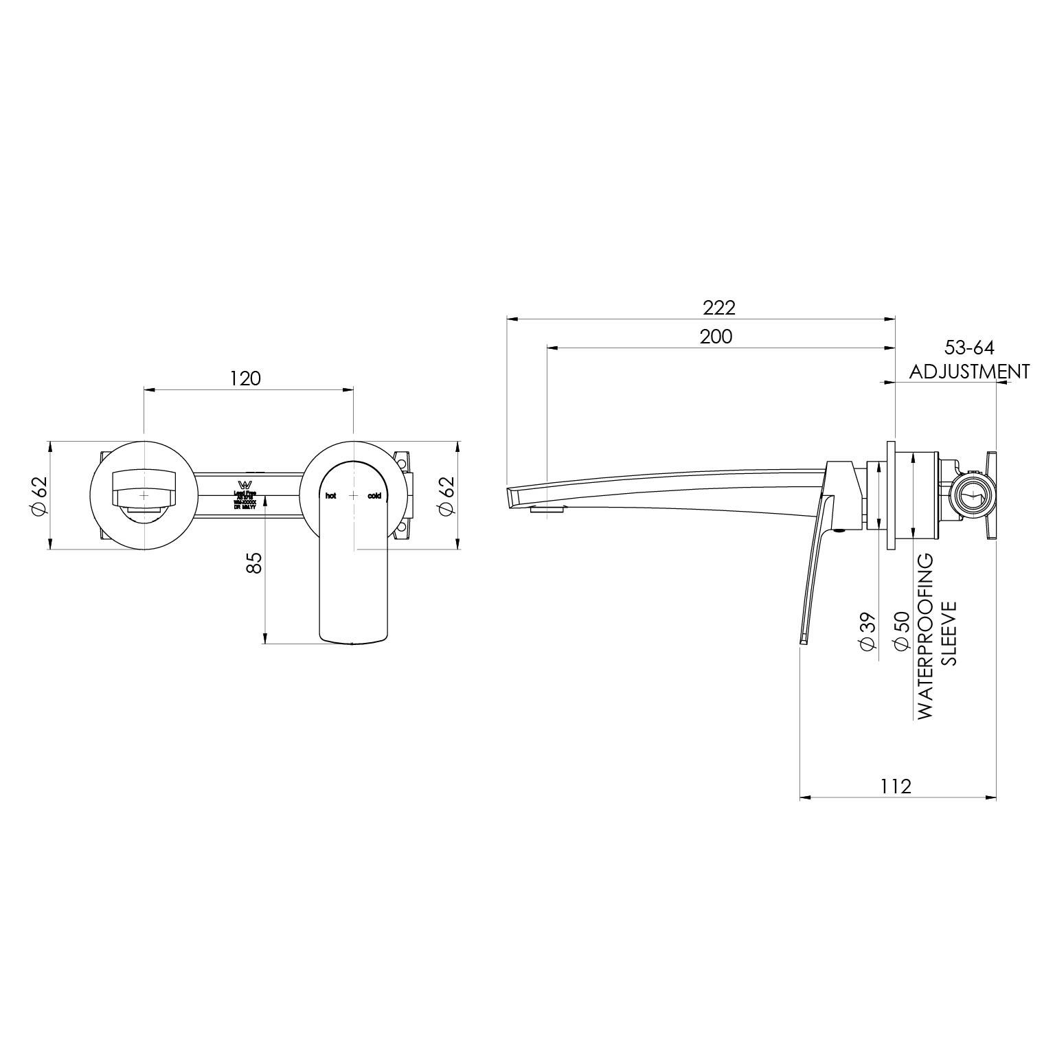 Mekko SwitchMix Wall Basin / Bath Mixer Set 200mm Round Plates (Complete Kit) - Lead Free