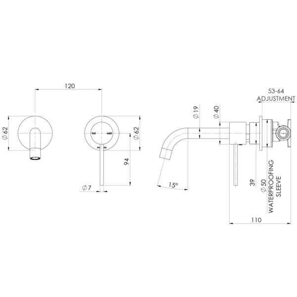Vivid Slimline SwitchMix Wall Basin / Bath Mixer Set 60mm Backplates (Complete Kit) - Lead Free