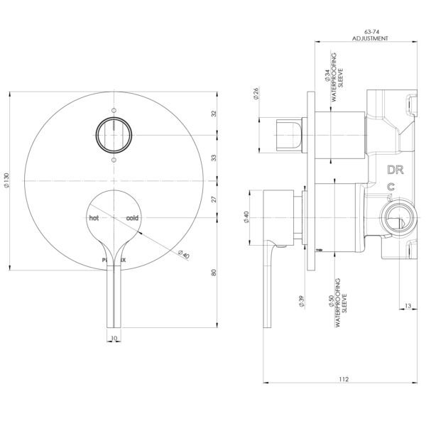 Vivid Slimline Oval SwitchMix Shower / Bath Diverter Mixer (Complete Kit)