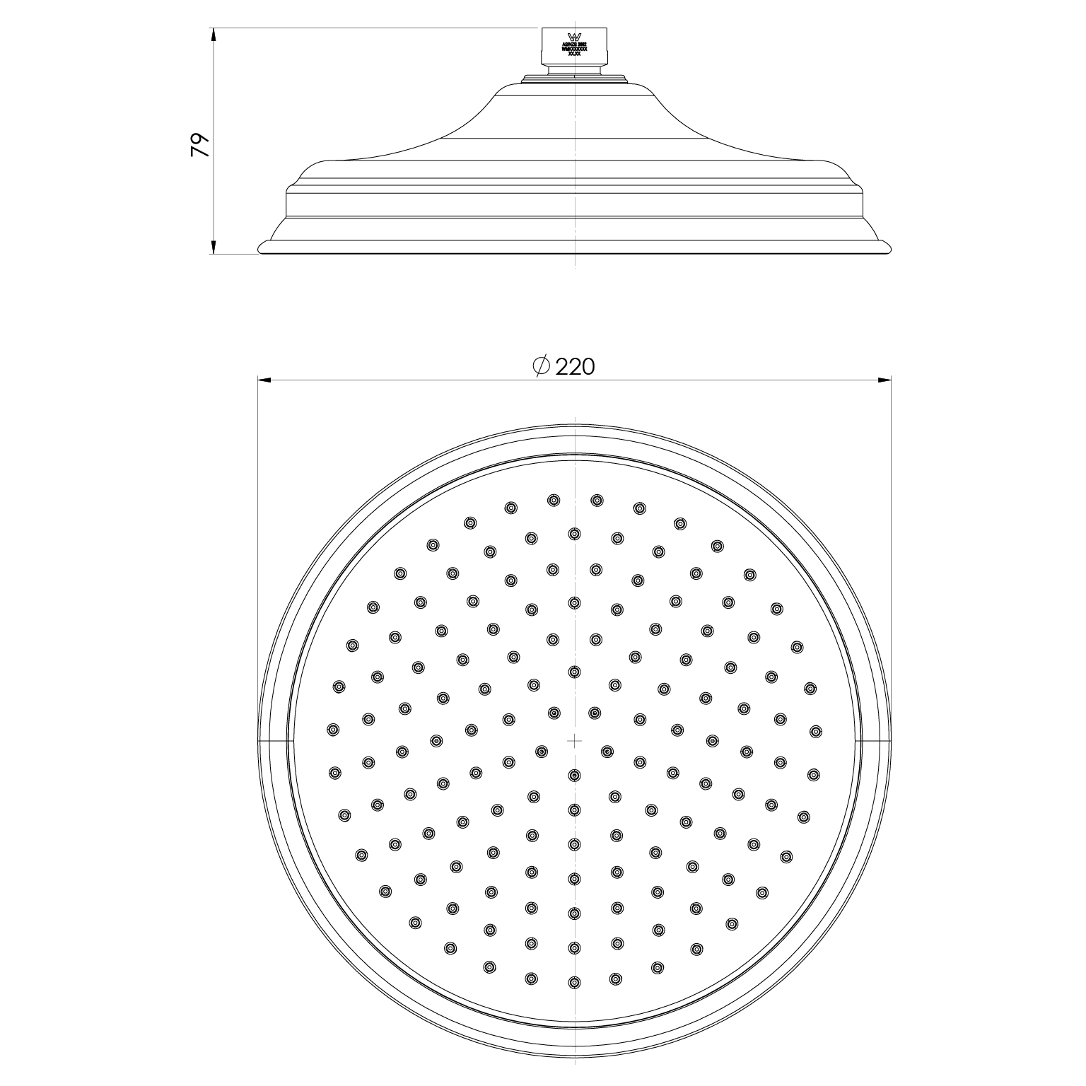 Wiltern Shower Rose 220mm