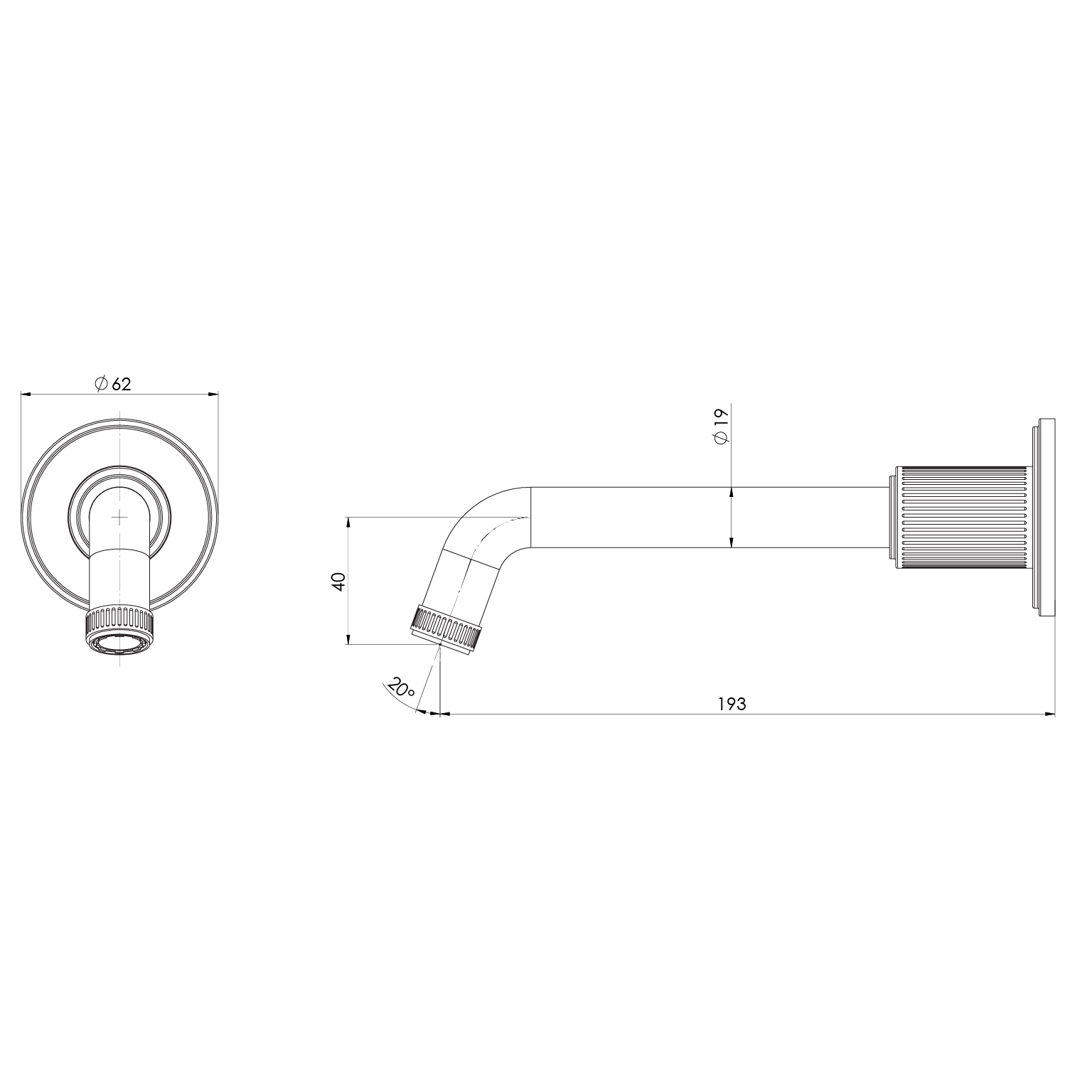 Wiltern Wall Basin / Bath Outlet 190mm - Lead Free