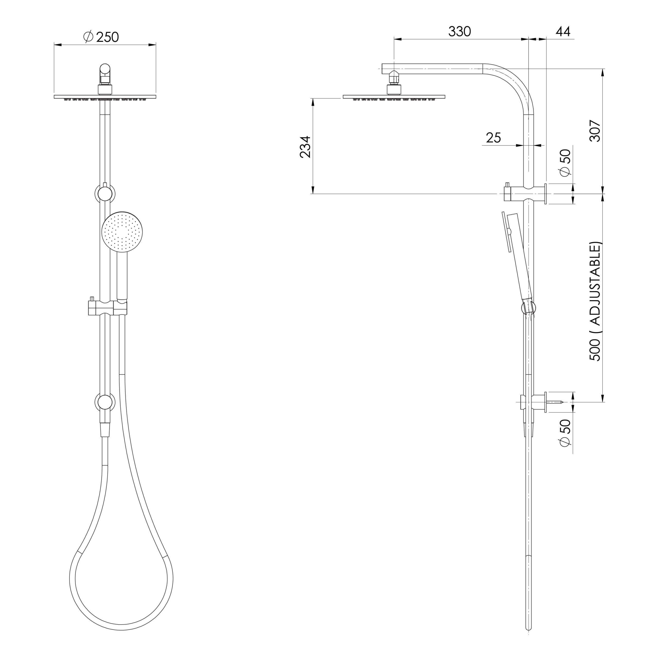 Vivid Slimline SS 316 Twin Shower